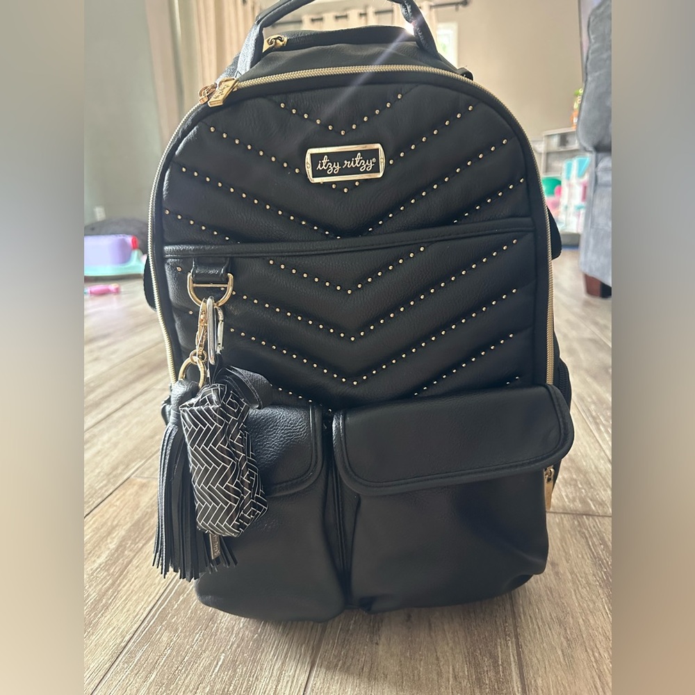 Itzy Ritzy Black Backpack with Gold Accents